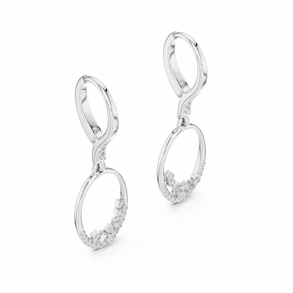 Oval Swing Diamond Drop Earrings with Lab-Grown Diamonds