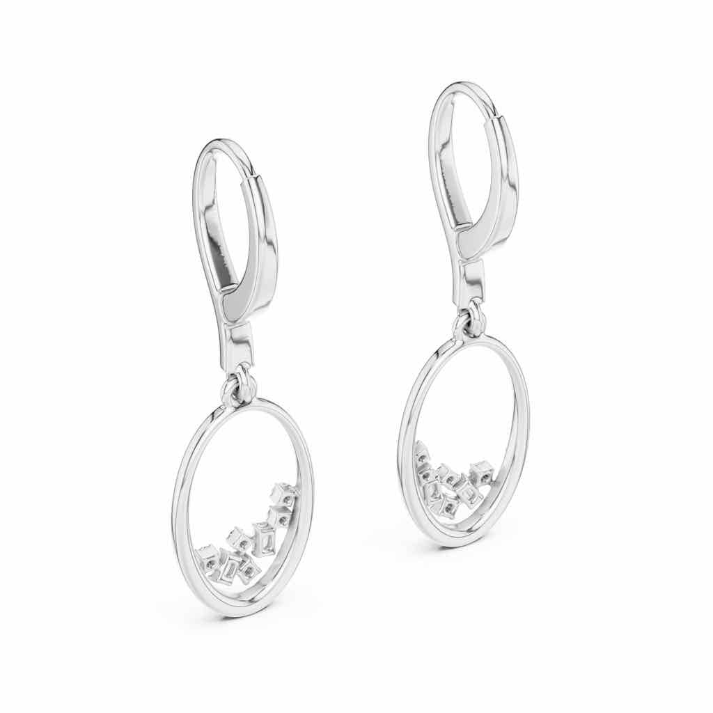Oval Swing Diamond Drop Earrings with Lab-Grown Diamonds
