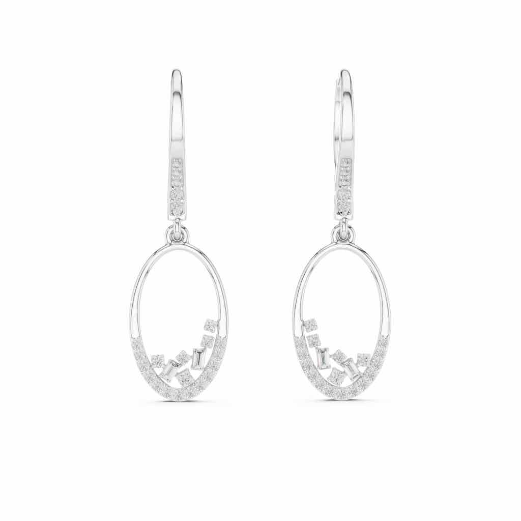 Oval Swing Diamond Drop Earrings with Lab-Grown Diamonds