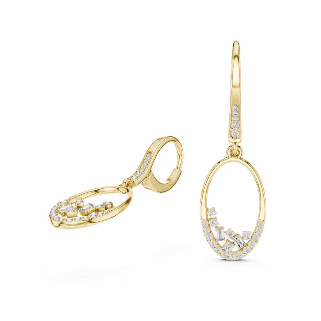 Oval Swing Diamond Drop Earrings with Lab-Grown Diamonds