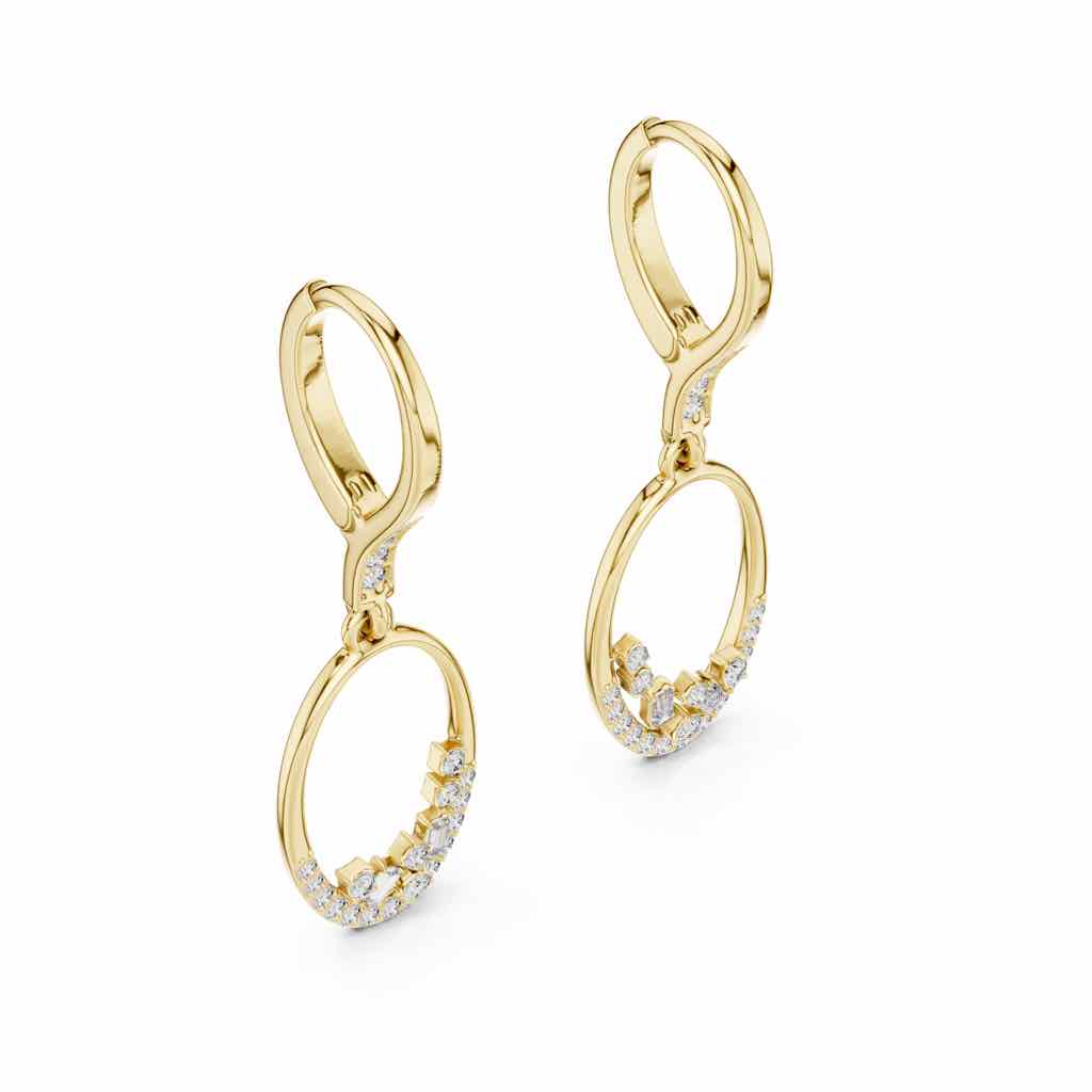 Oval Swing Diamond Drop Earrings with Lab-Grown Diamonds
