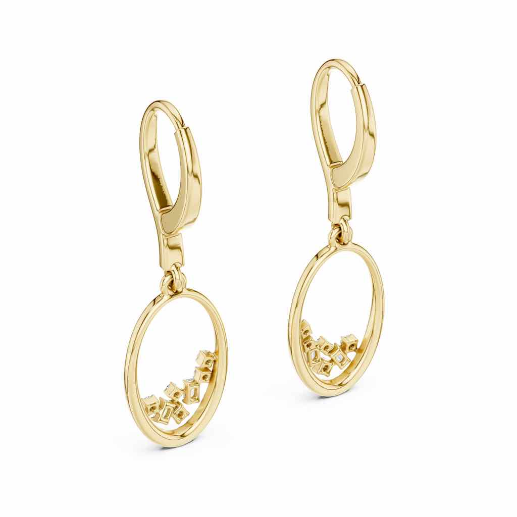 Oval Swing Diamond Drop Earrings with Lab-Grown Diamonds