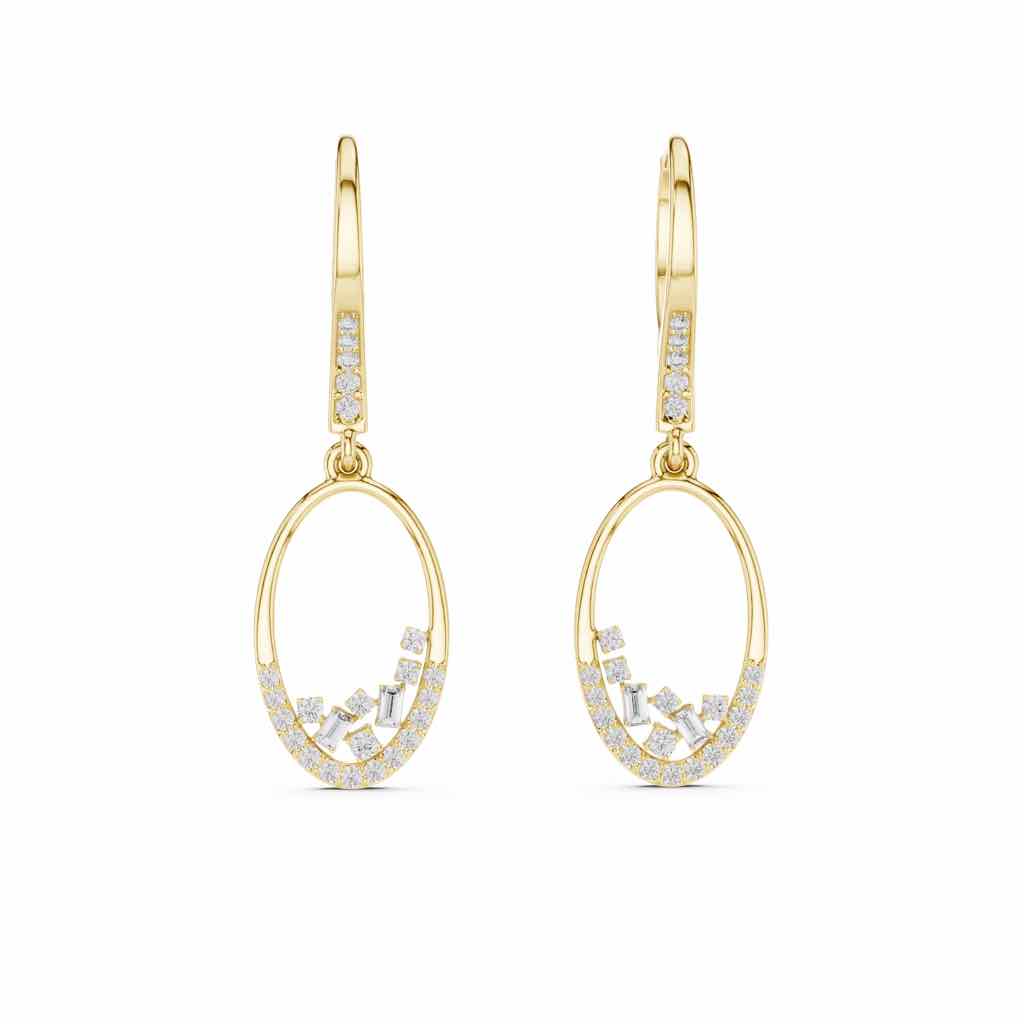 Oval Swing Diamond Drop Earrings with Lab-Grown Diamonds