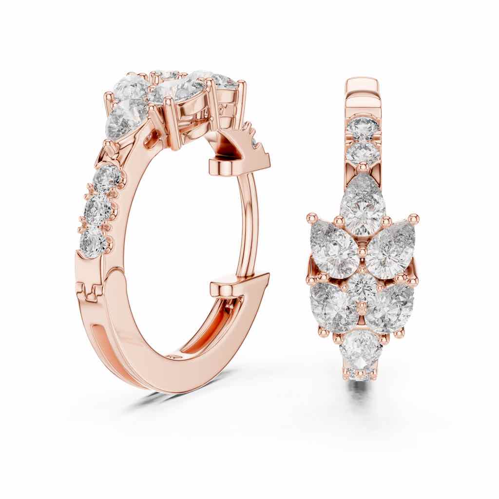 Pear & Round Diamond Cluster Hoops with Lab-Grown Diamonds