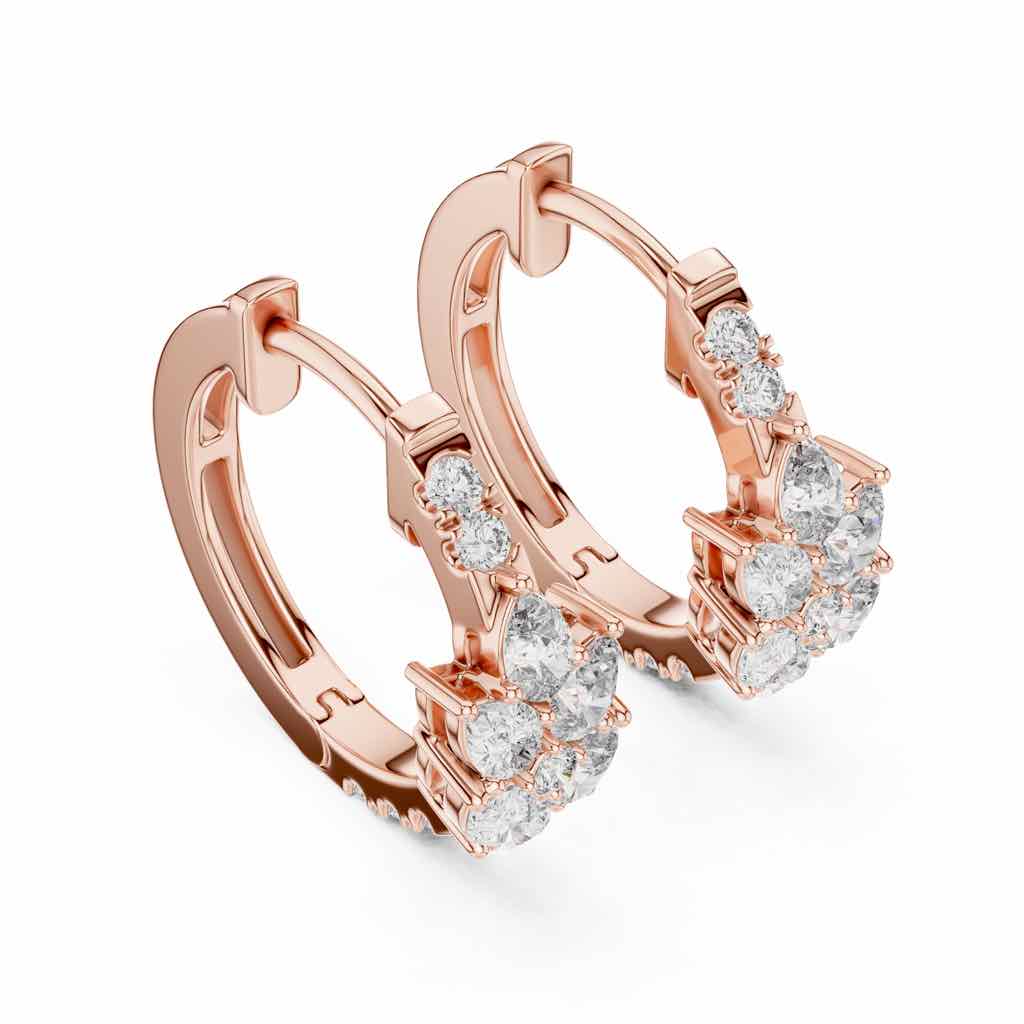 Pear & Round Diamond Cluster Hoops with Lab-Grown Diamonds