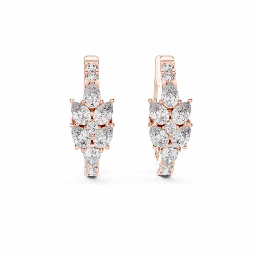 Pear & Round Diamond Cluster Hoops with Lab-Grown Diamonds