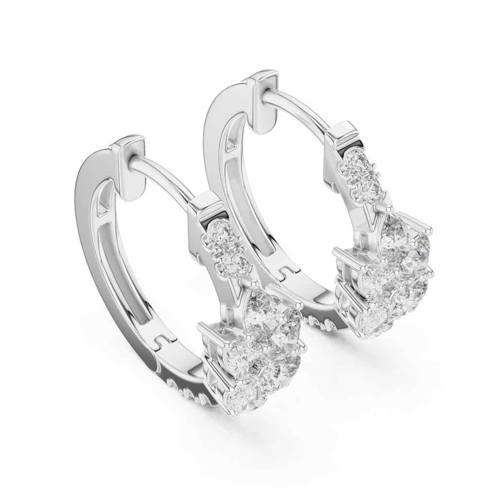Pear & Round Diamond Cluster Hoops with Lab-Grown Diamonds