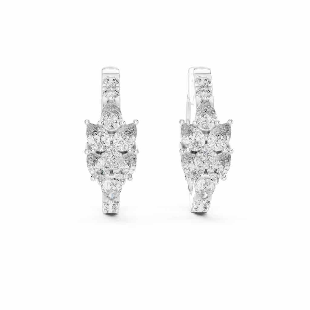 Pear & Round Diamond Cluster Hoops with Lab-Grown Diamonds