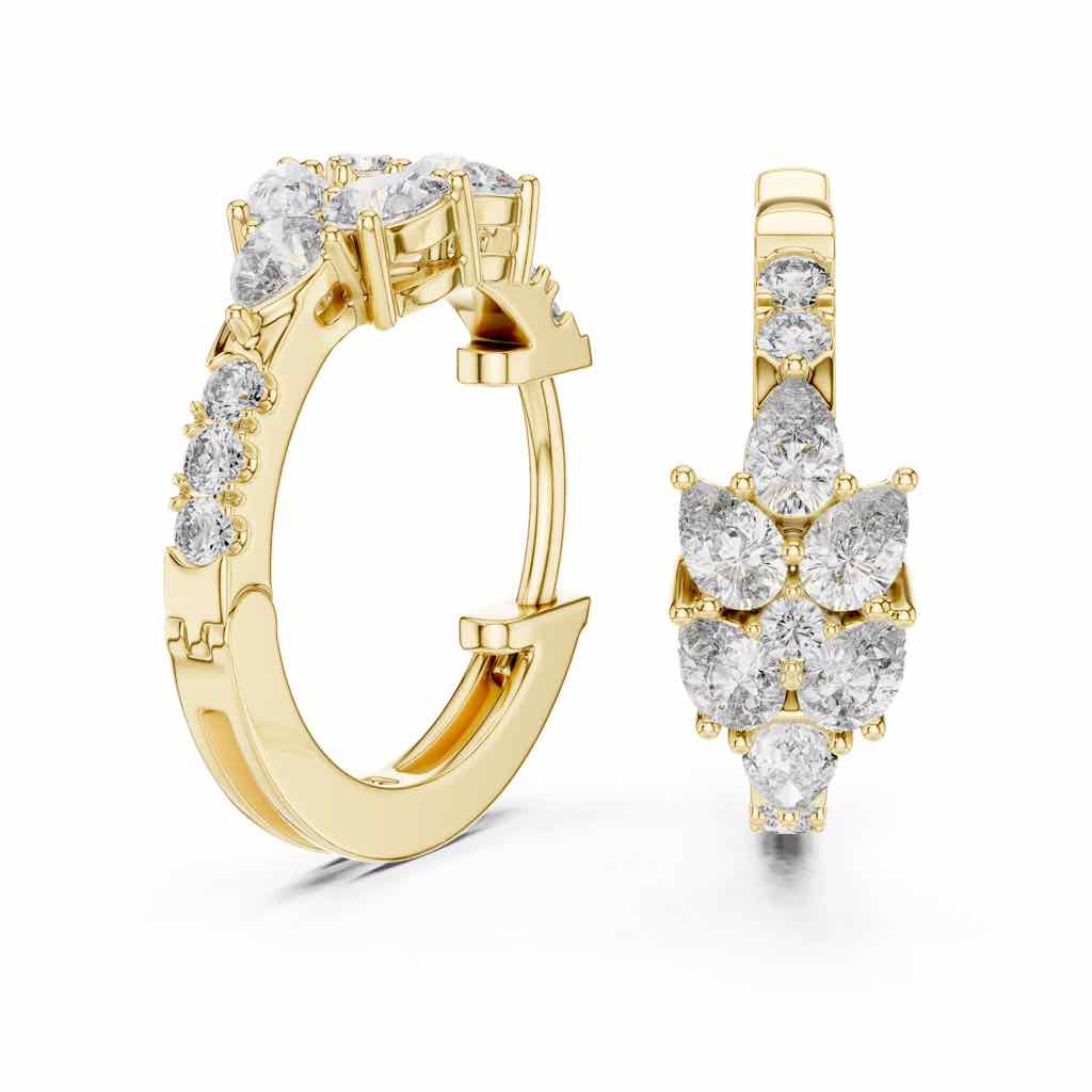 Pear & Round Diamond Cluster Hoops with Lab-Grown Diamonds