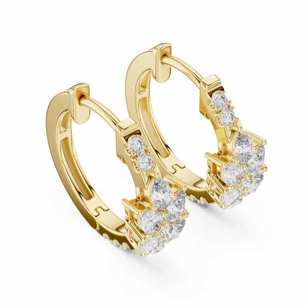 Pear & Round Diamond Cluster Hoops with Lab-Grown Diamonds