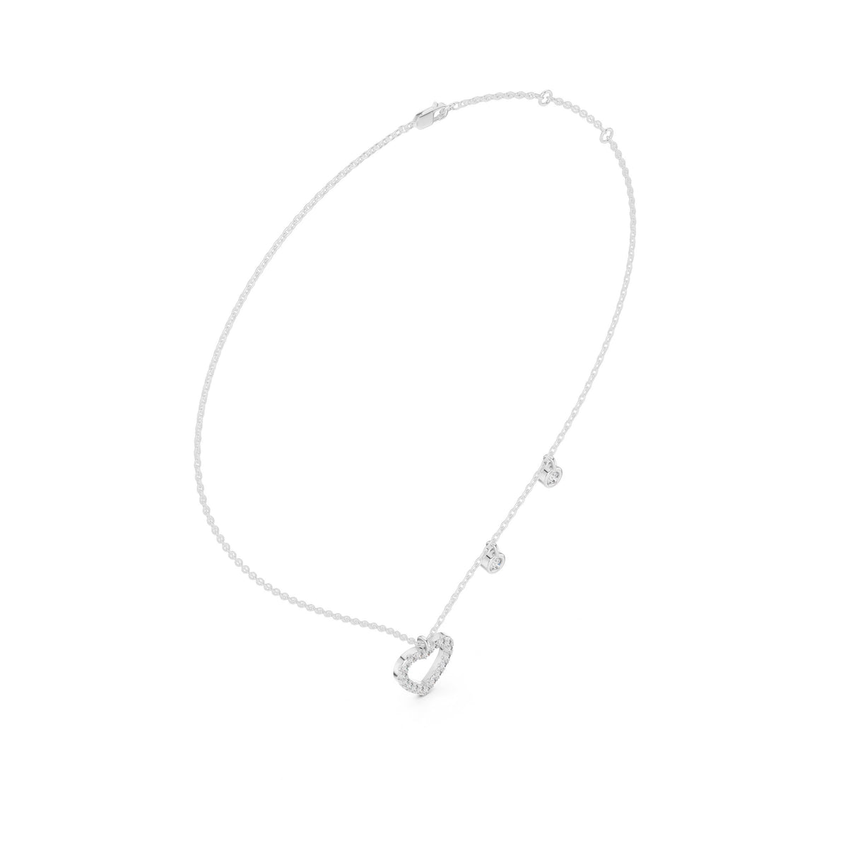 Twin-Circle Round Diamond Lariat Necklace with lab-grown diamonds – Yameee GNK-0001