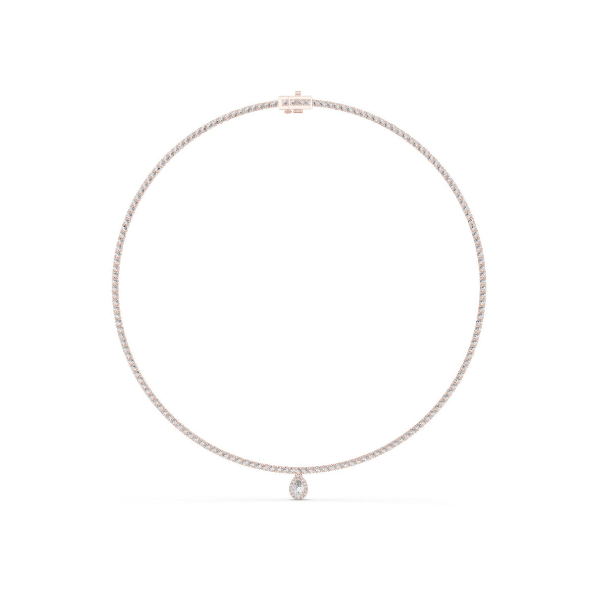Pear Drop Round Diamond Necklace with lab-grown diamonds – Yameee GNK-0002