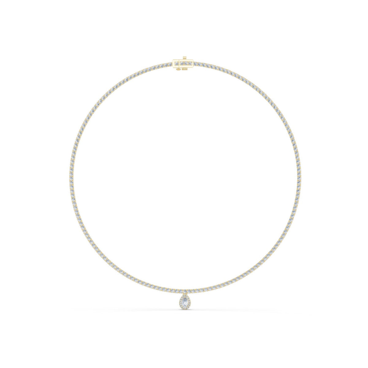 Pear Drop Round Diamond Necklace with lab-grown diamonds – Yameee GNK-0002
