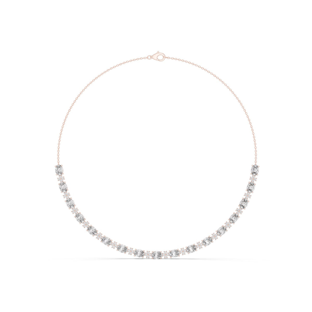 Oval & Round Diamond Statement Necklace with lab-grown diamonds – Yameee GNK-0003