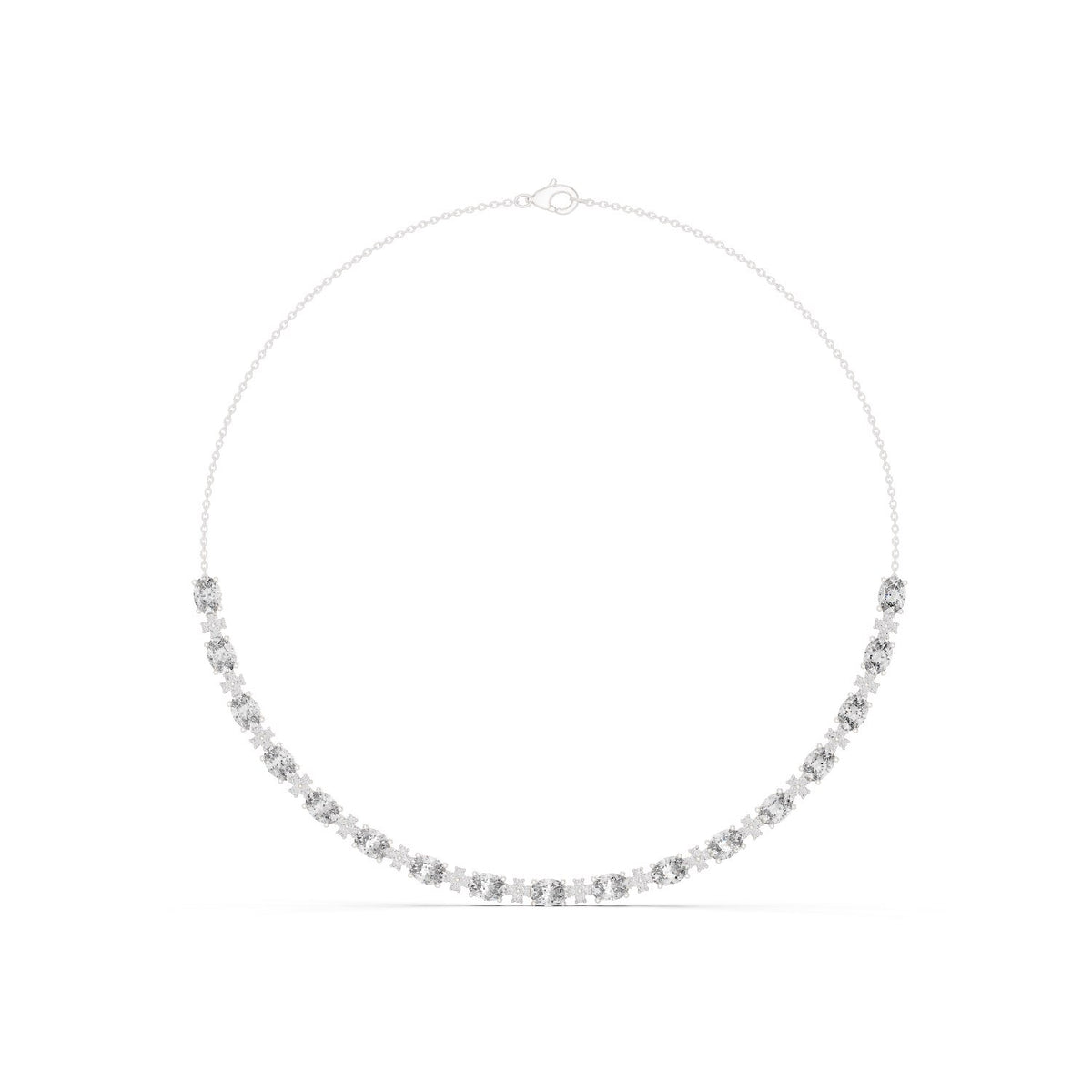 Oval & Round Diamond Statement Necklace with lab-grown diamonds – Yameee GNK-0003