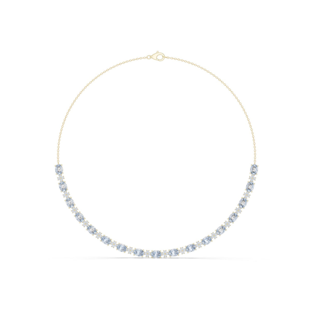 Oval & Round Diamond Statement Necklace with lab-grown diamonds – Yameee GNK-0003