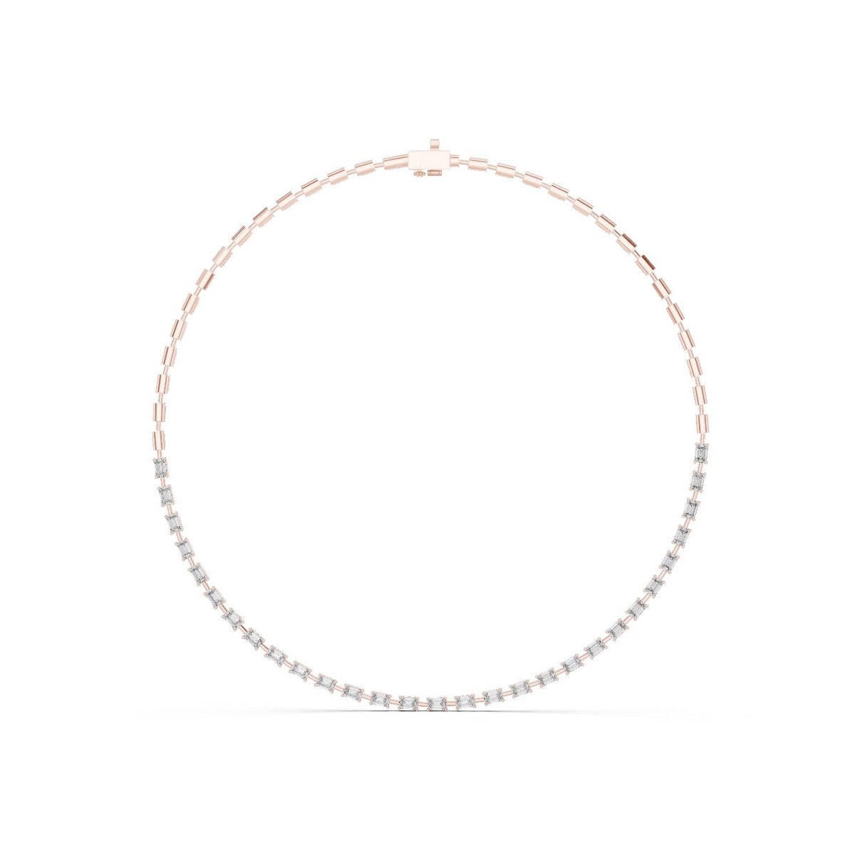 Emerald-Cut Diamond Tennis Necklace with lab-grown diamonds – Yameee GNK-0012