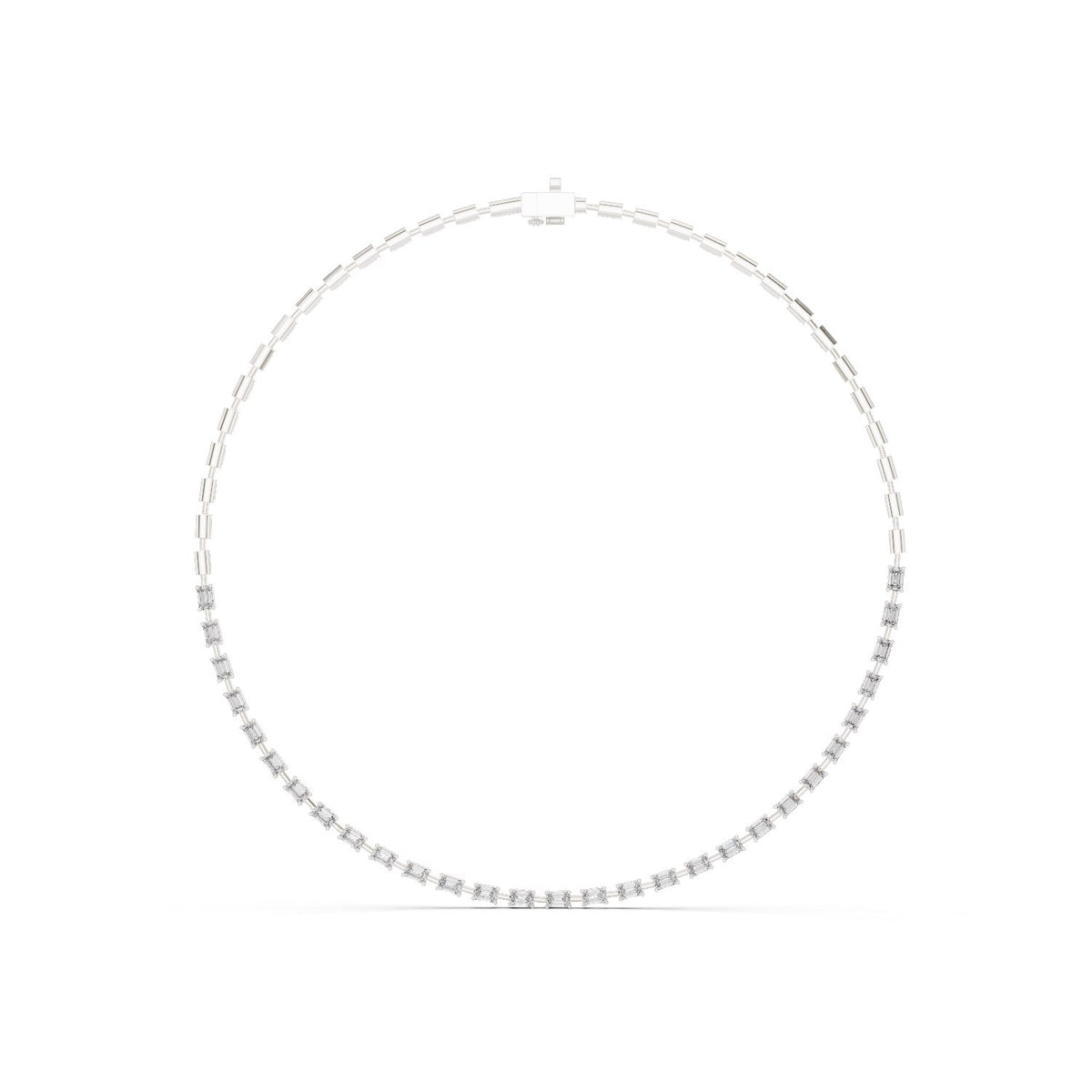 Emerald-Cut Diamond Tennis Necklace with lab-grown diamonds – Yameee GNK-0012