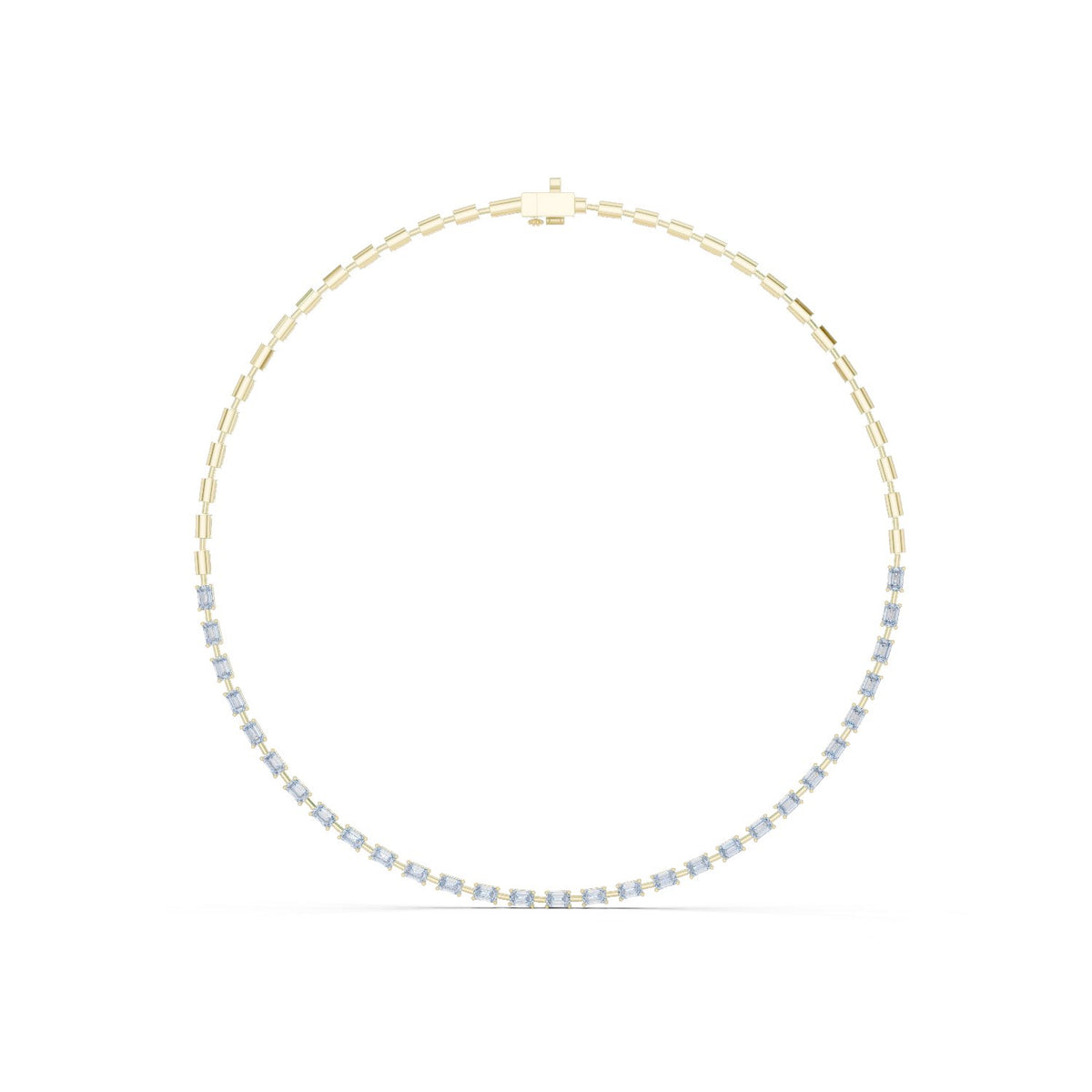 Emerald-Cut Diamond Tennis Necklace with lab-grown diamonds – Yameee GNK-0012