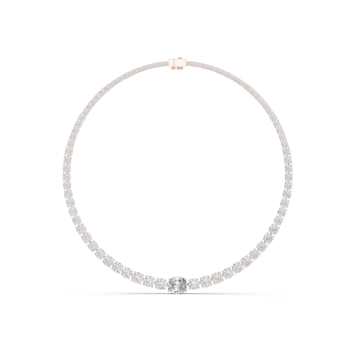 Oval Centre Graduated Diamond Riviera Necklace with lab-grown diamonds – Yameee GNK-0013