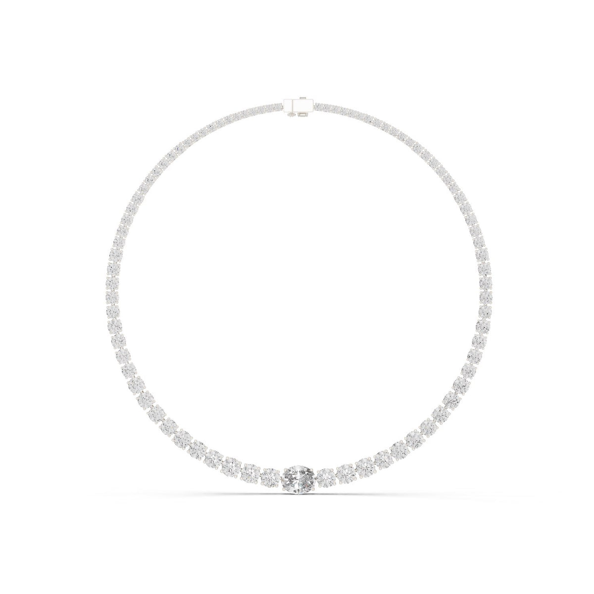 Oval Centre Graduated Diamond Riviera Necklace with lab-grown diamonds – Yameee GNK-0013