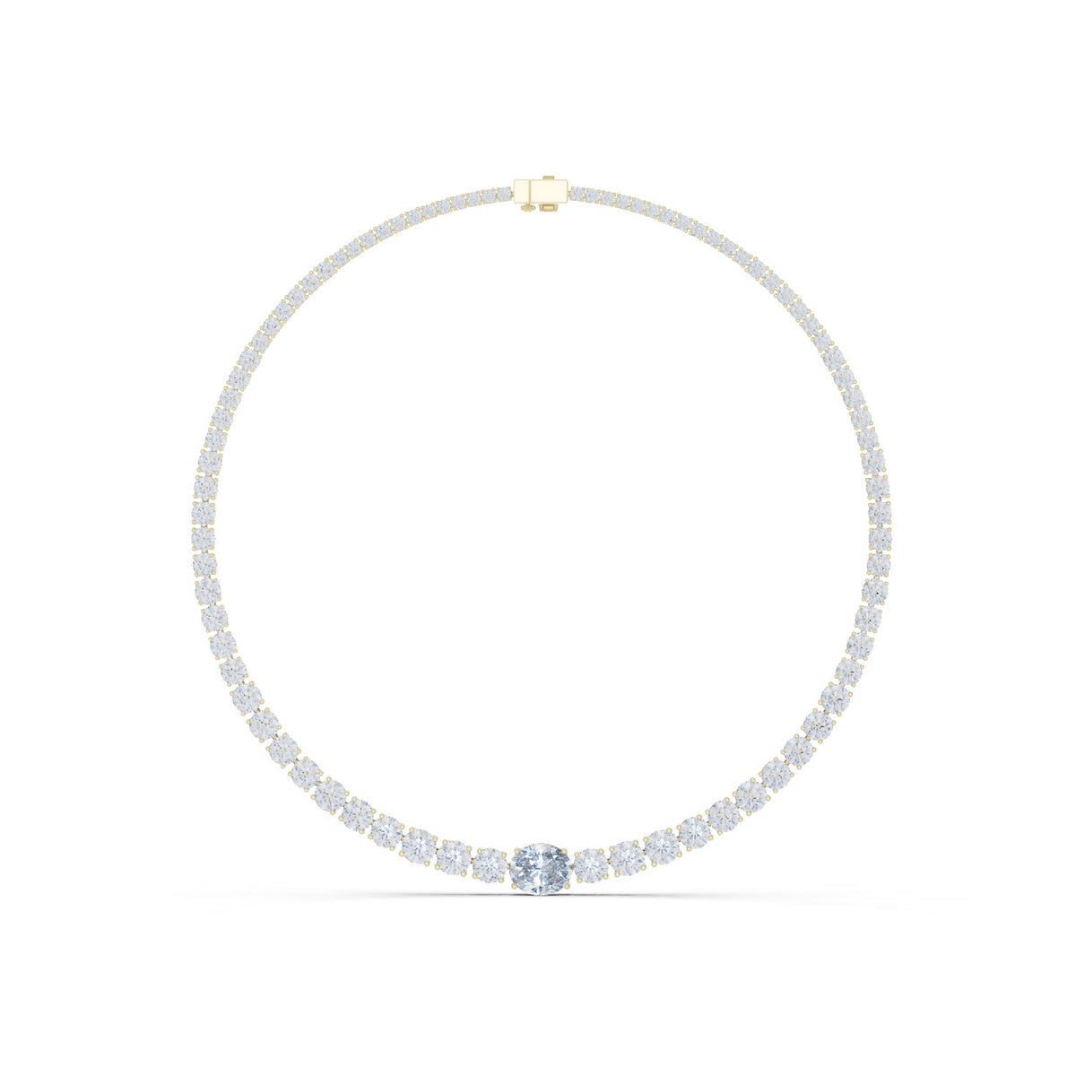 Oval Centre Graduated Diamond Riviera Necklace with lab-grown diamonds – Yameee GNK-0013