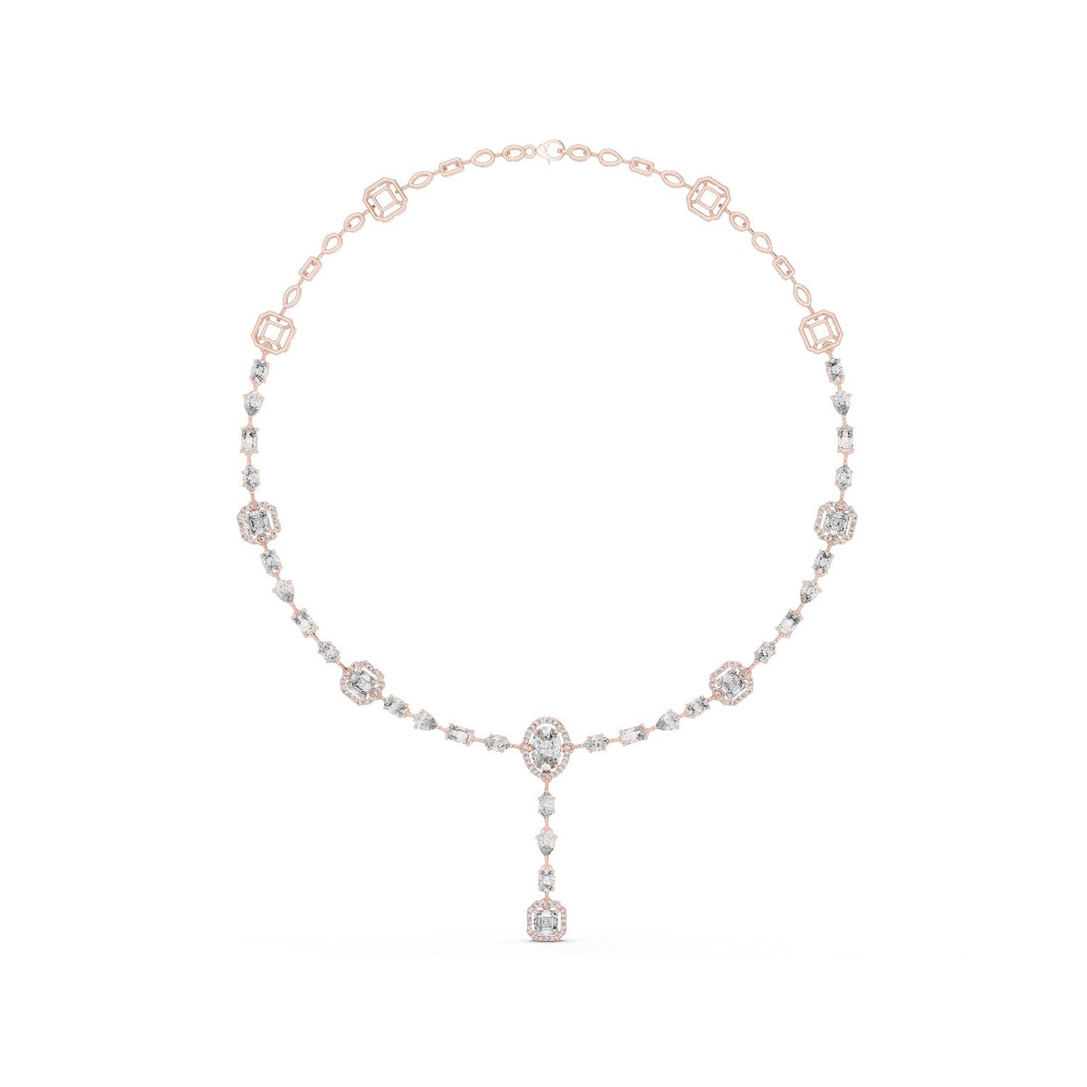 Mixed-Cut Diamond Statement Necklace with lab-grown diamonds – Yameee GNK-0025
