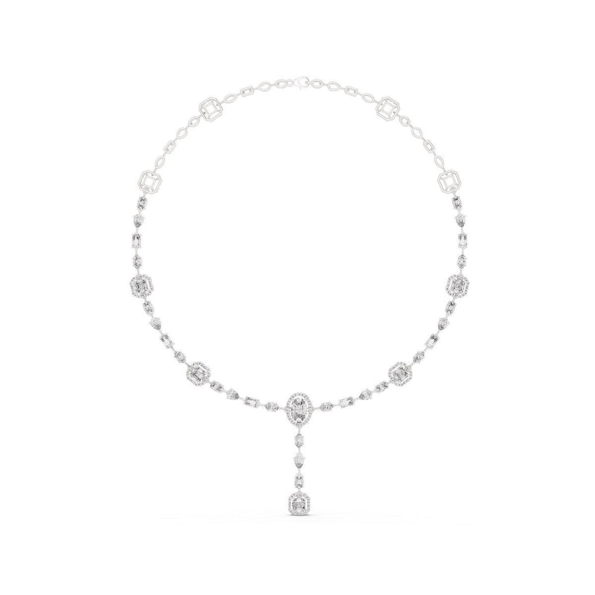 Mixed-Cut Diamond Statement Necklace with lab-grown diamonds – Yameee GNK-0025