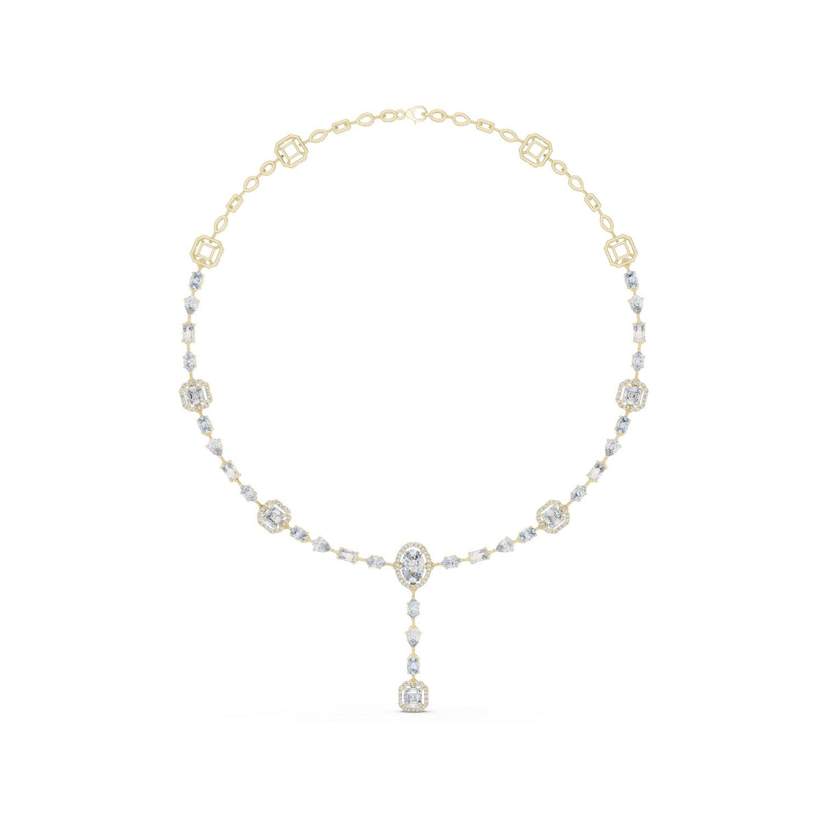 Mixed-Cut Diamond Statement Necklace with lab-grown diamonds – Yameee GNK-0025
