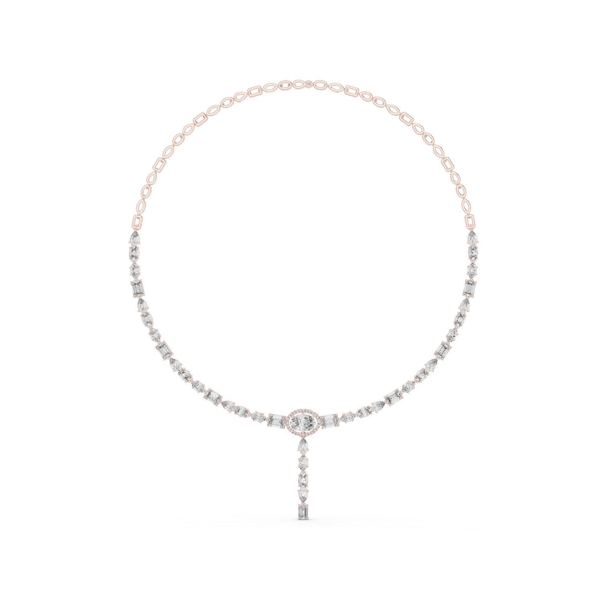 Mixed-Cut Diamond Drop Necklace with lab-grown diamonds – Yameee GNK-0027