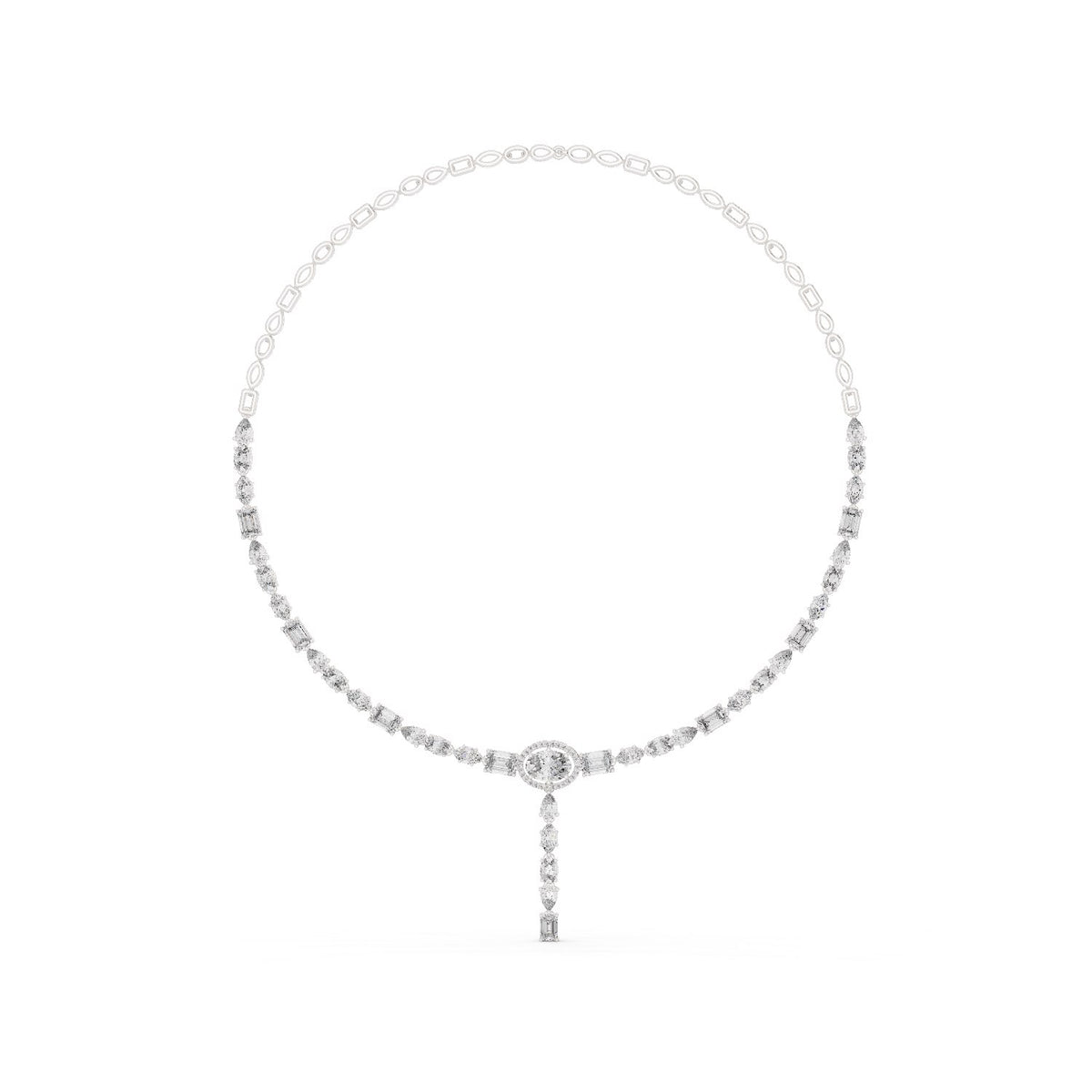 Mixed-Cut Diamond Drop Necklace with lab-grown diamonds – Yameee GNK-0027
