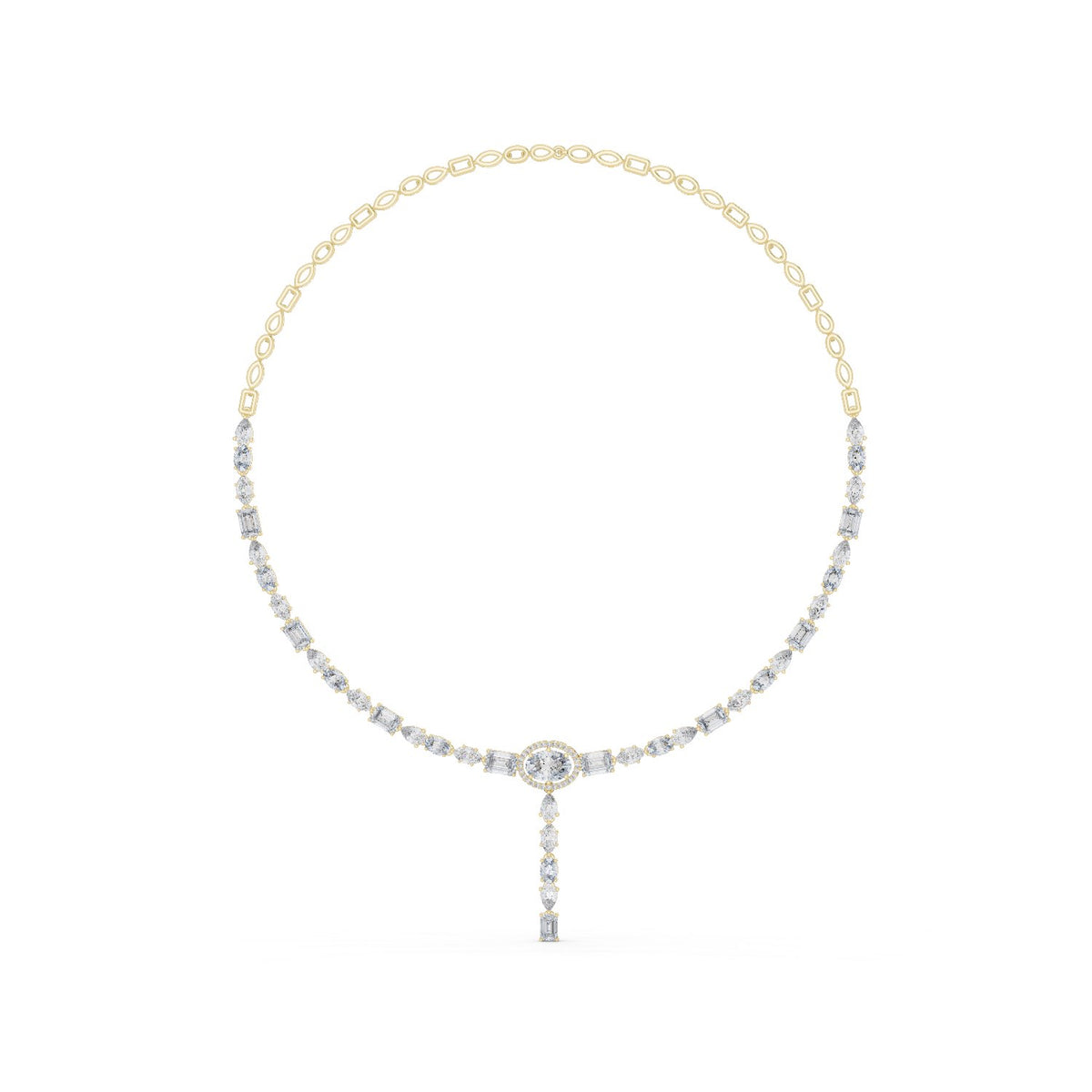 Mixed-Cut Diamond Drop Necklace with lab-grown diamonds – Yameee GNK-0027
