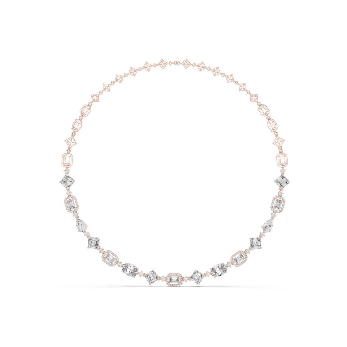 Geometric Mixed-Cut Diamond Necklace with lab-grown diamonds – Yameee GNK-0029