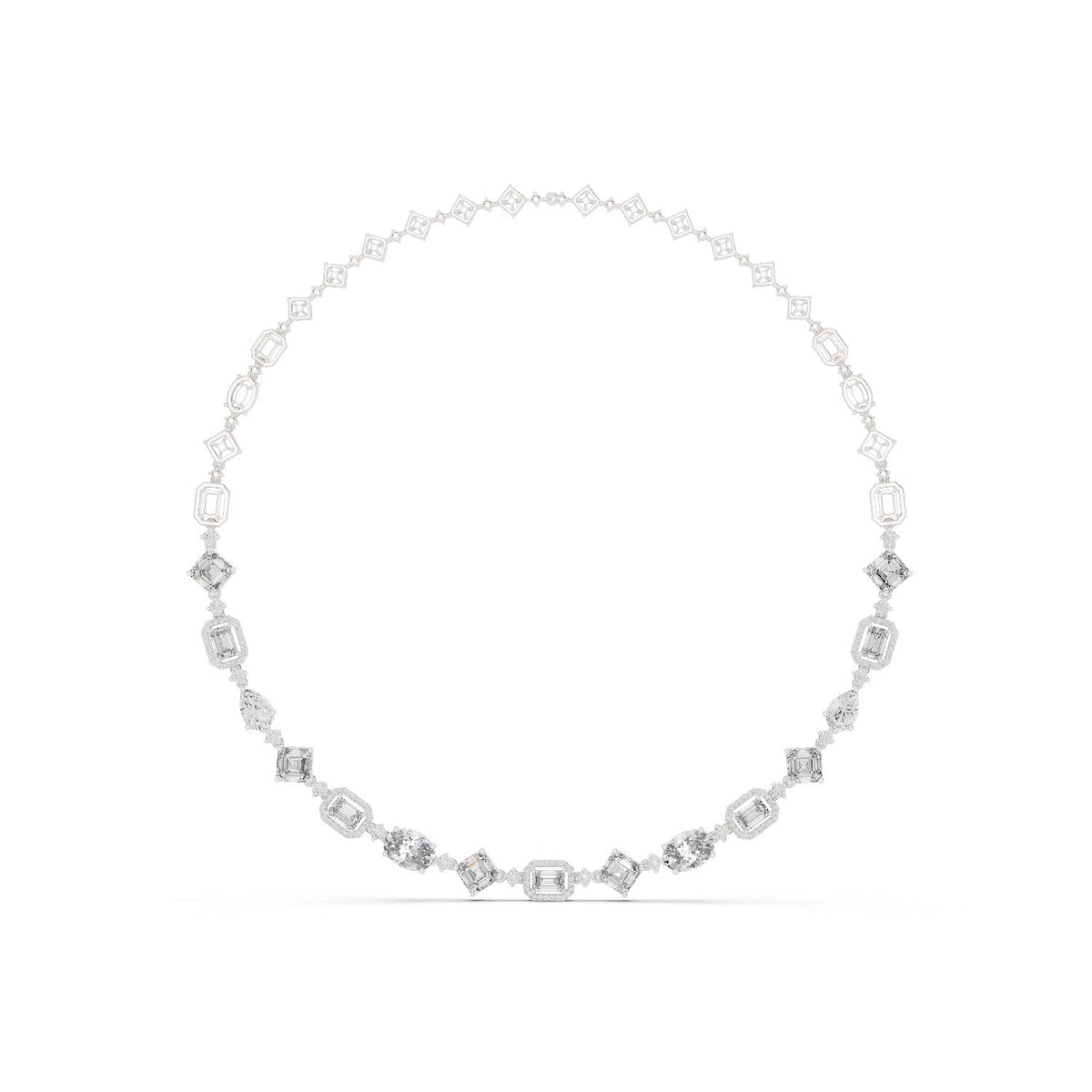 Geometric Mixed-Cut Diamond Necklace with lab-grown diamonds – Yameee GNK-0029