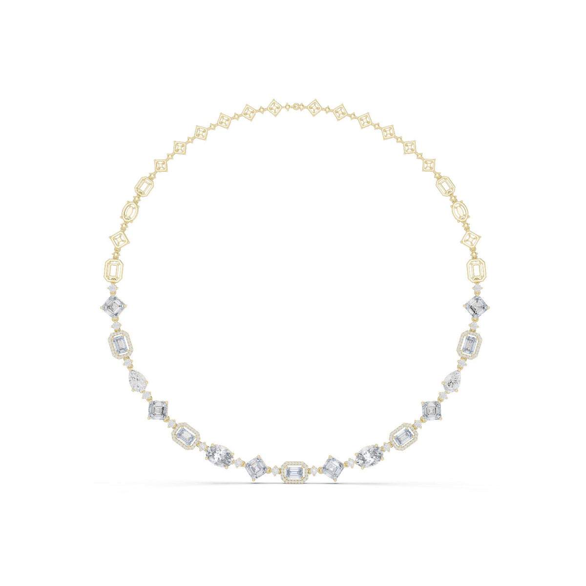 Geometric Mixed-Cut Diamond Necklace with lab-grown diamonds – Yameee GNK-0029