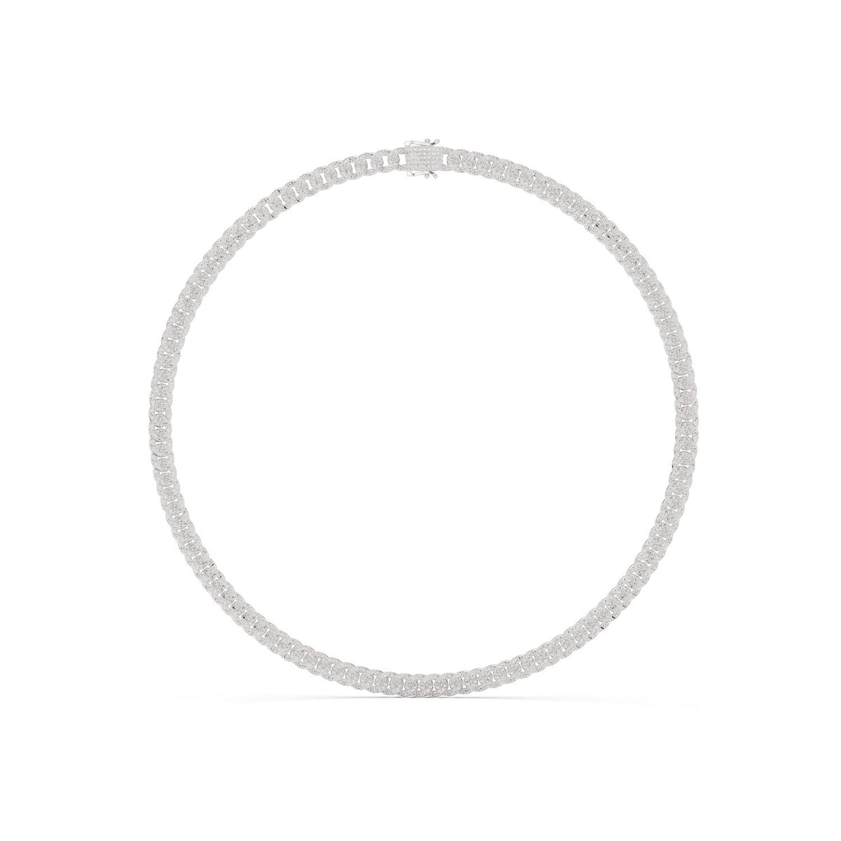 Sculpted Pavé Round Diamond Necklace with lab-grown diamonds – Yameee GNK-0042
