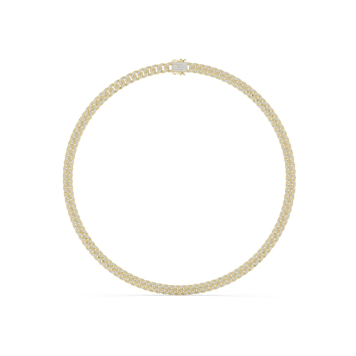 Sculpted Pavé Round Diamond Necklace with lab-grown diamonds – Yameee GNK-0042