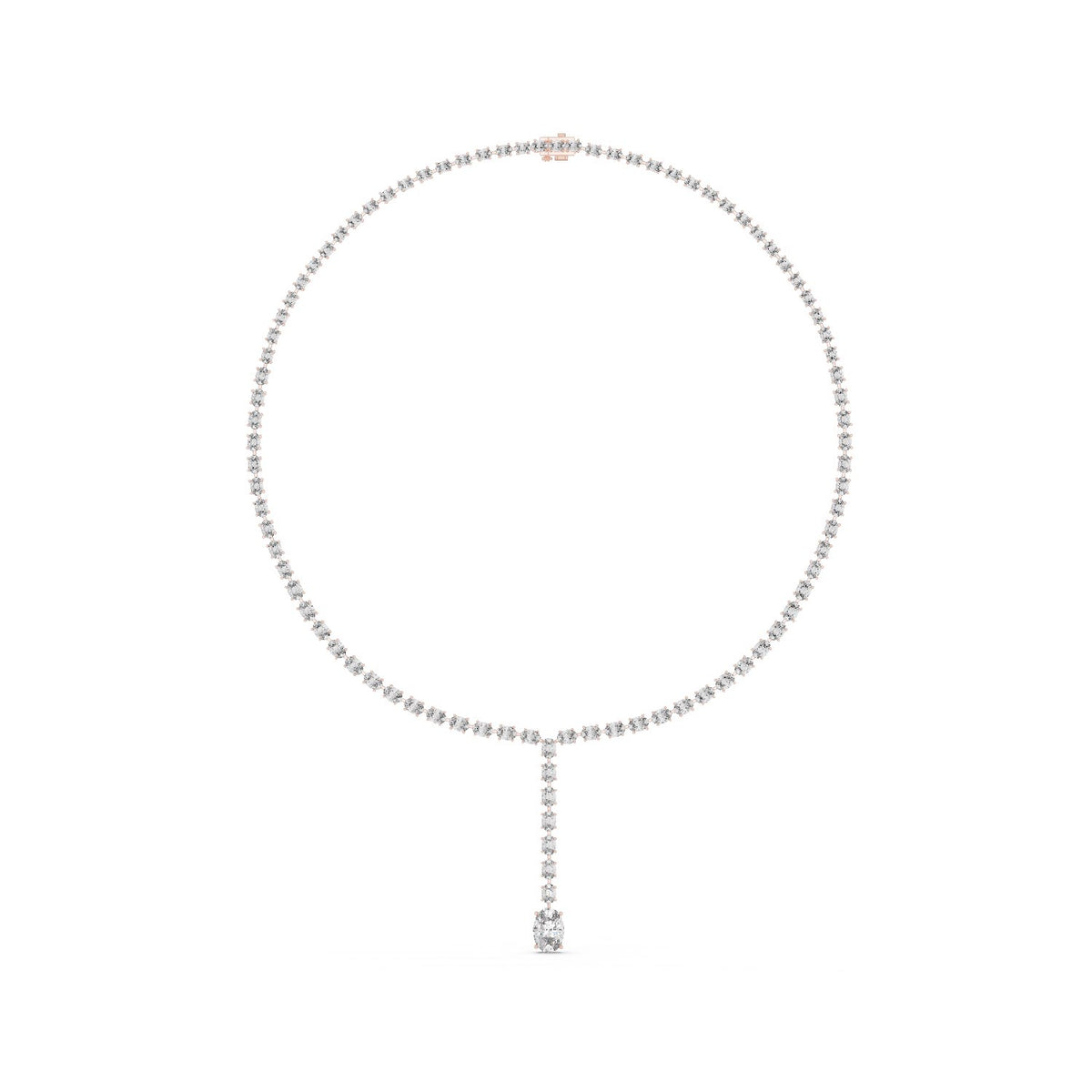 Graduated Oval Diamond Riviera Necklace with lab-grown diamonds – Yameee GNK-0047