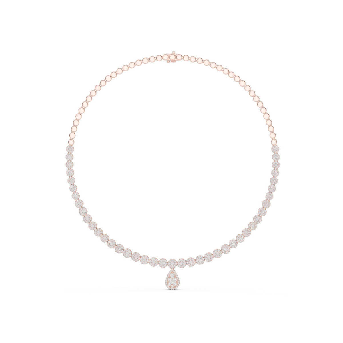 Multi-Row Graduated Round Diamond Necklace with lab-grown diamonds – Yameee GNK-0048
