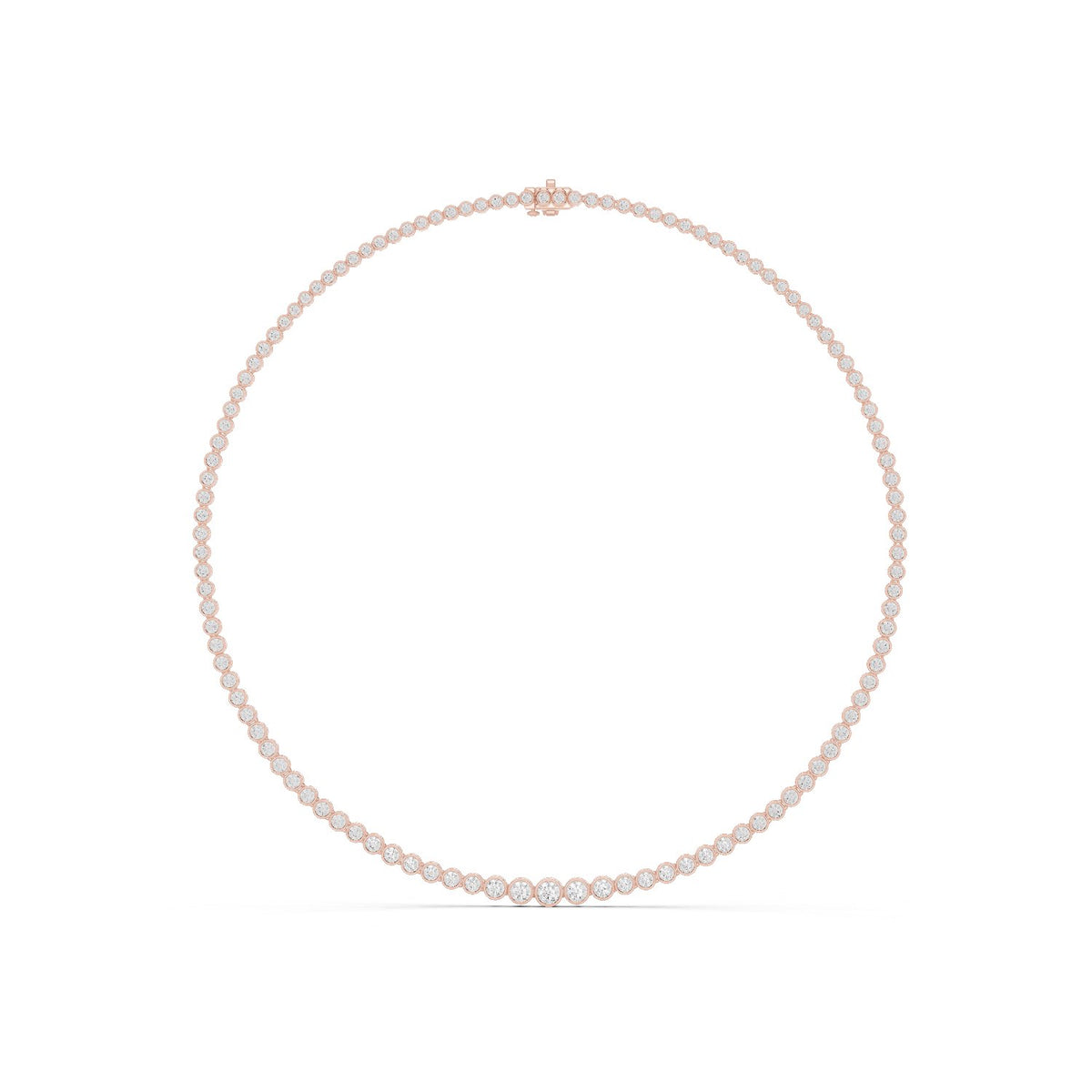 Graduated Bezel-Set Round Diamond Necklace with lab-grown diamonds – Yameee GNK-0049