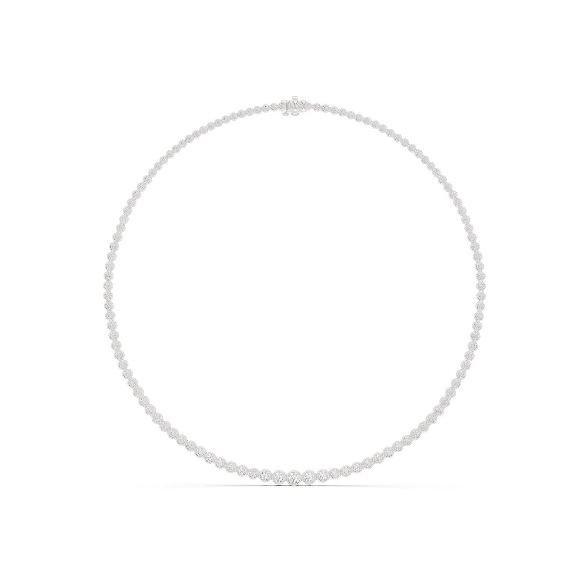 Graduated Bezel-Set Round Diamond Necklace with lab-grown diamonds – Yameee GNK-0049