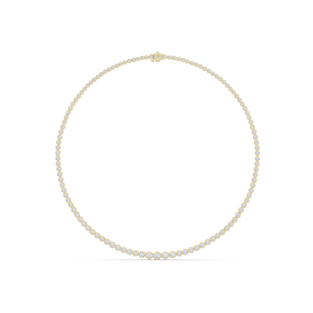 Graduated Bezel-Set Round Diamond Necklace with lab-grown diamonds – Yameee GNK-0049