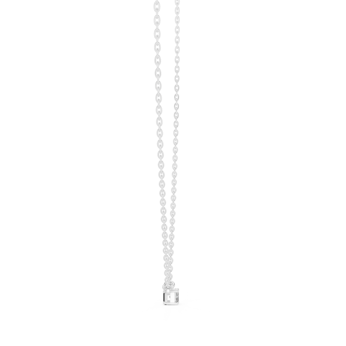 Minimal Emerald-Cut Diamond Pendant with Lab-Grown Diamonds - White Gold - view 3