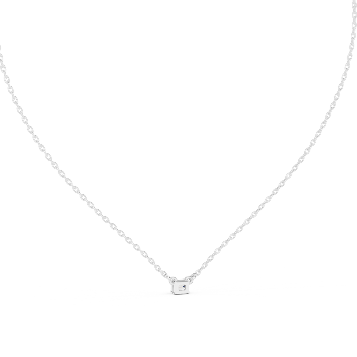 Minimal Emerald-Cut Diamond Pendant with Lab-Grown Diamonds - White Gold - view 4
