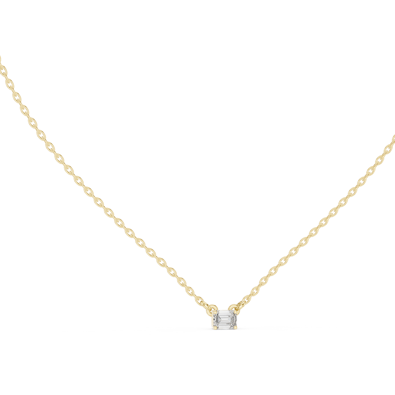 Minimal Emerald-Cut Diamond Pendant with Lab-Grown Diamonds