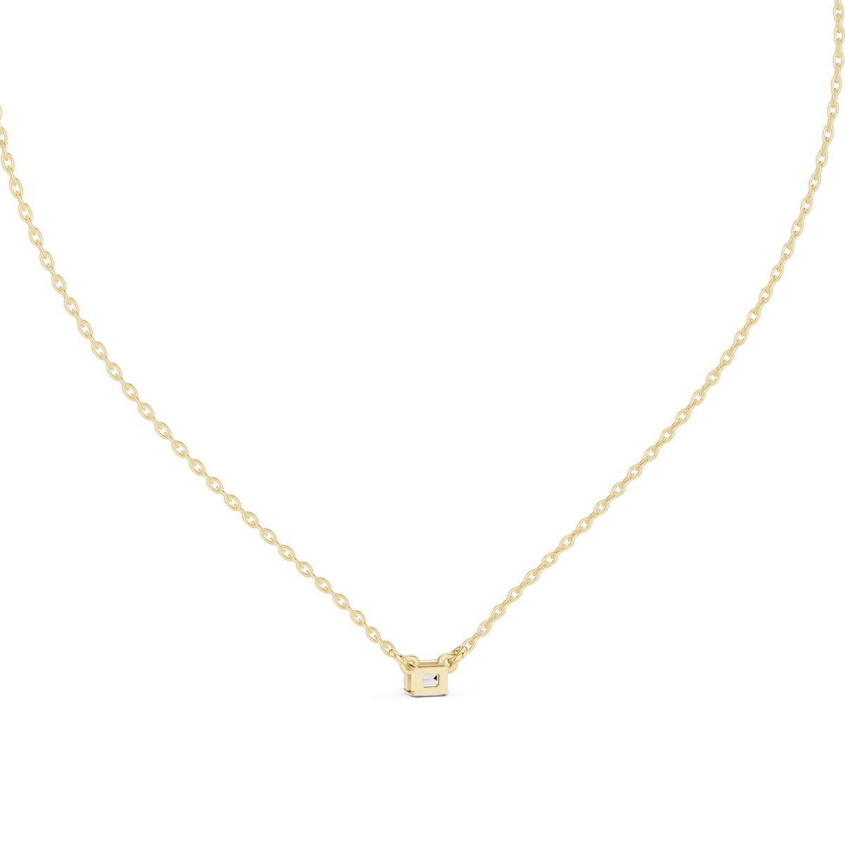 Minimal Emerald-Cut Diamond Pendant with Lab-Grown Diamonds - Yellow Gold - view 4