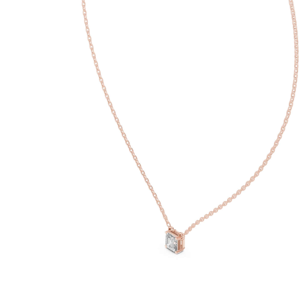 Square Emerald-Cut Diamond Pendant with Lab-Grown Diamonds - Rose Gold - view 2