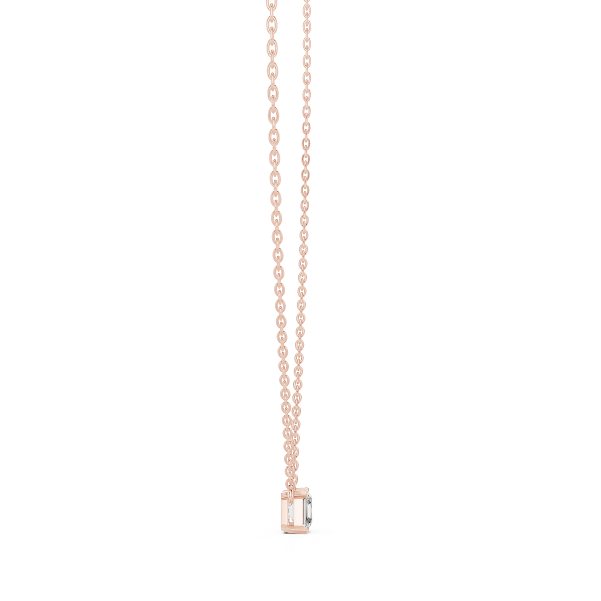 Square Emerald-Cut Diamond Pendant with Lab-Grown Diamonds - Rose Gold - view 3