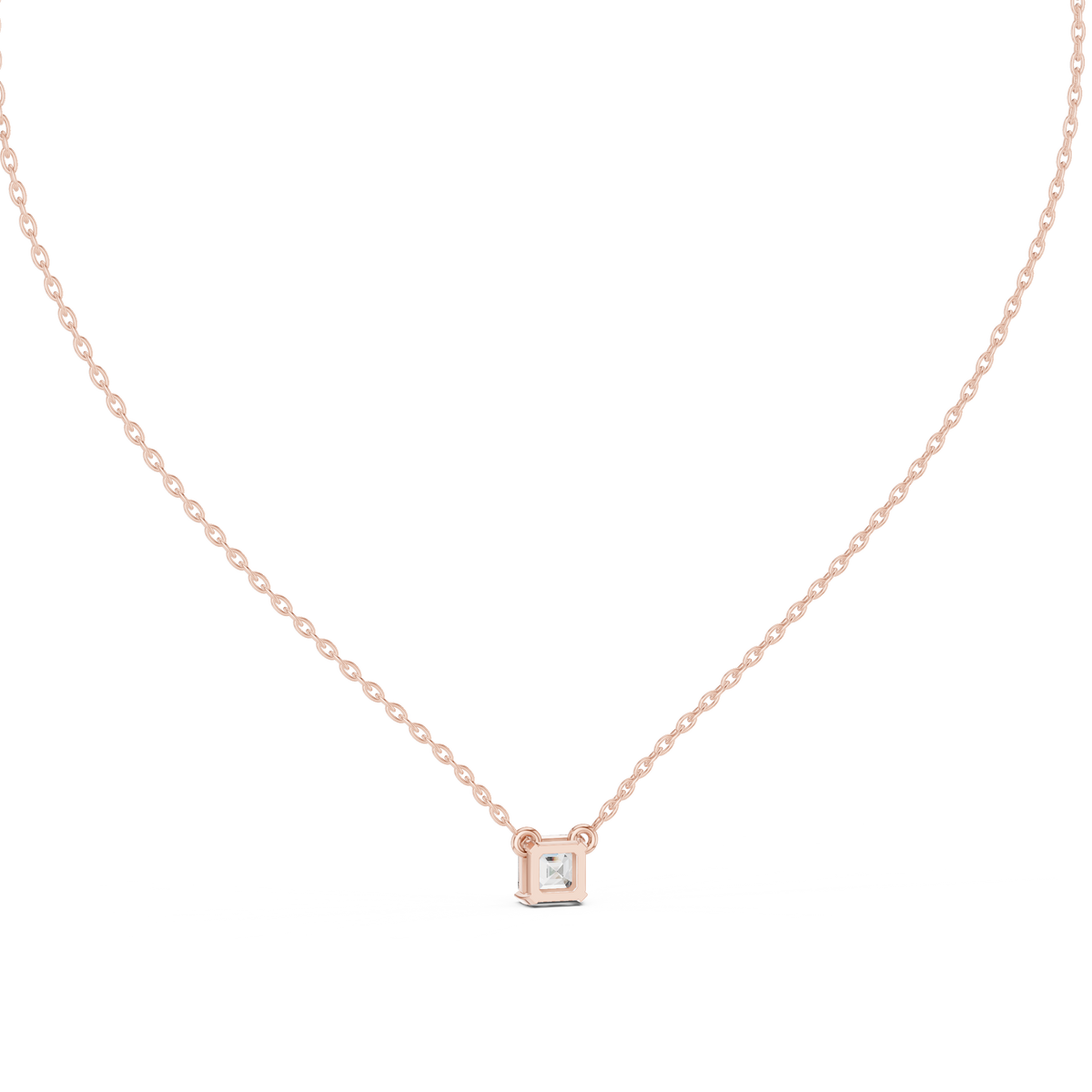 Square Emerald-Cut Diamond Pendant with Lab-Grown Diamonds - Rose Gold - view 4