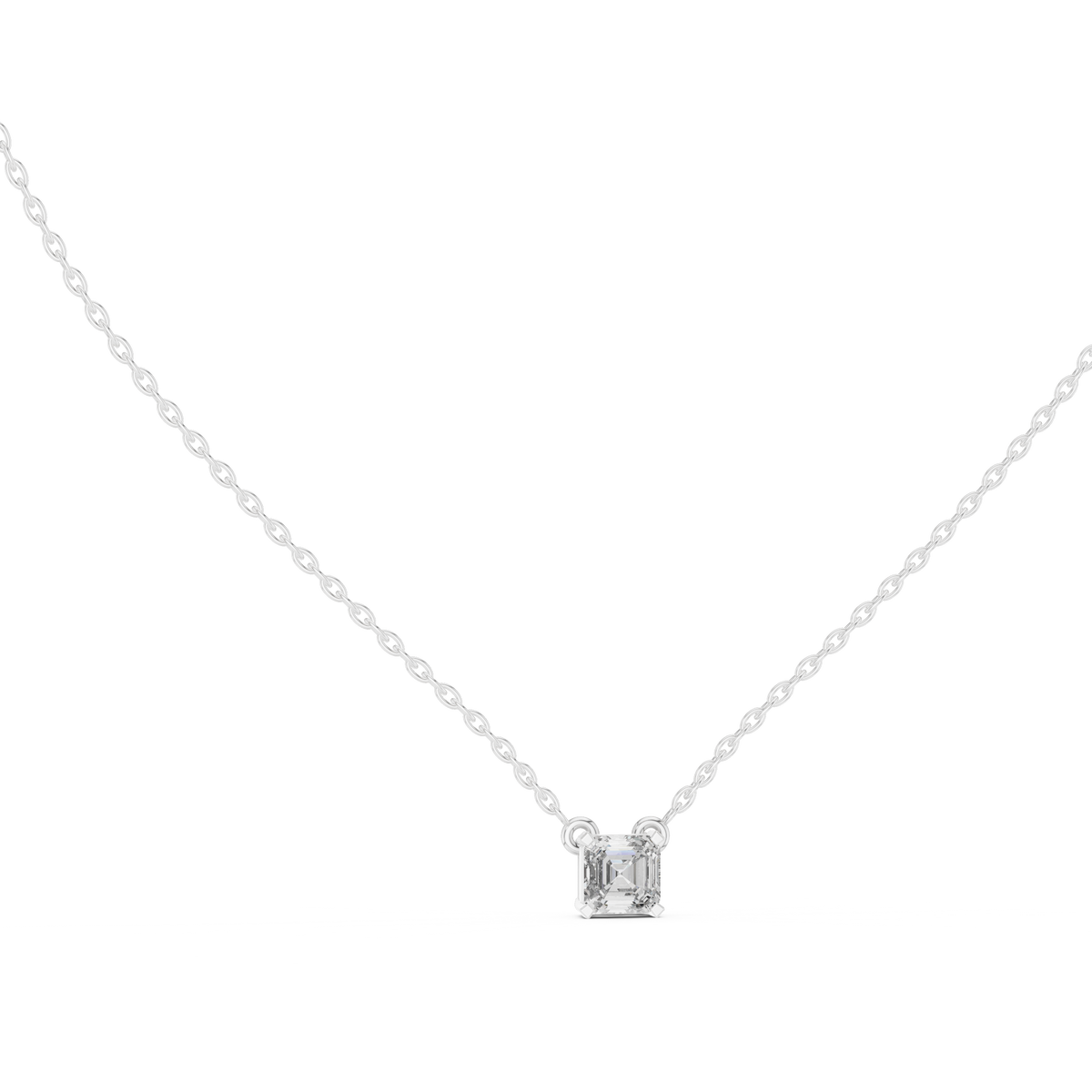 Square Emerald-Cut Diamond Pendant with Lab-Grown Diamonds - White Gold